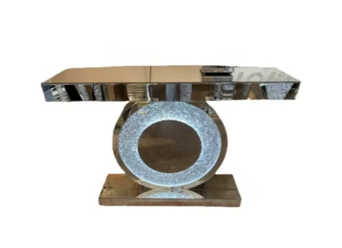 Circle Console Table Mirrored crush diamond (LED)