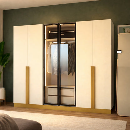 Cream Golden 6 Doors Wardrobe