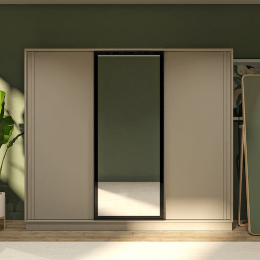 Grey Elegant 3 Doors Wardrobe