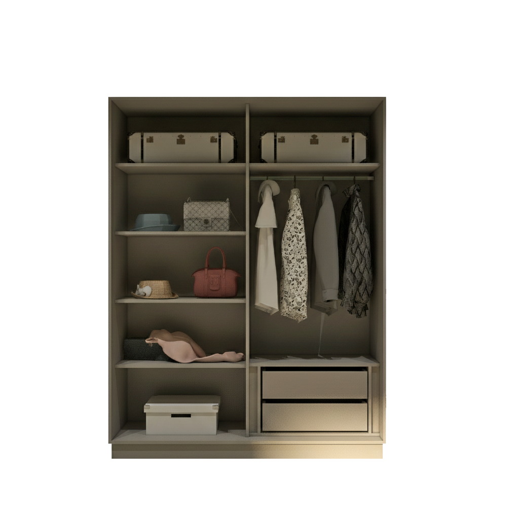 Grey Elegant 2 Doors Wardrobe