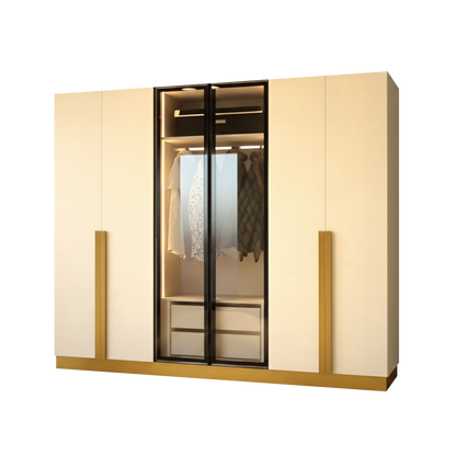 Cream Golden 6 Doors Wardrobe