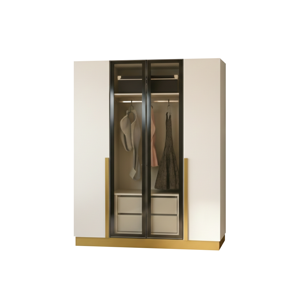 White Golden 4 Doors Wardrobe