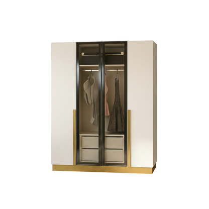 White Golden 4 Doors Wardrobe