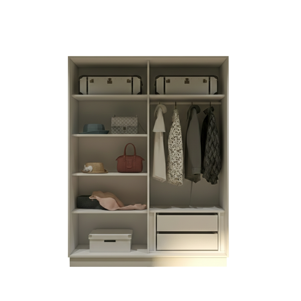 White Elegant 2 Doors Wardrobe