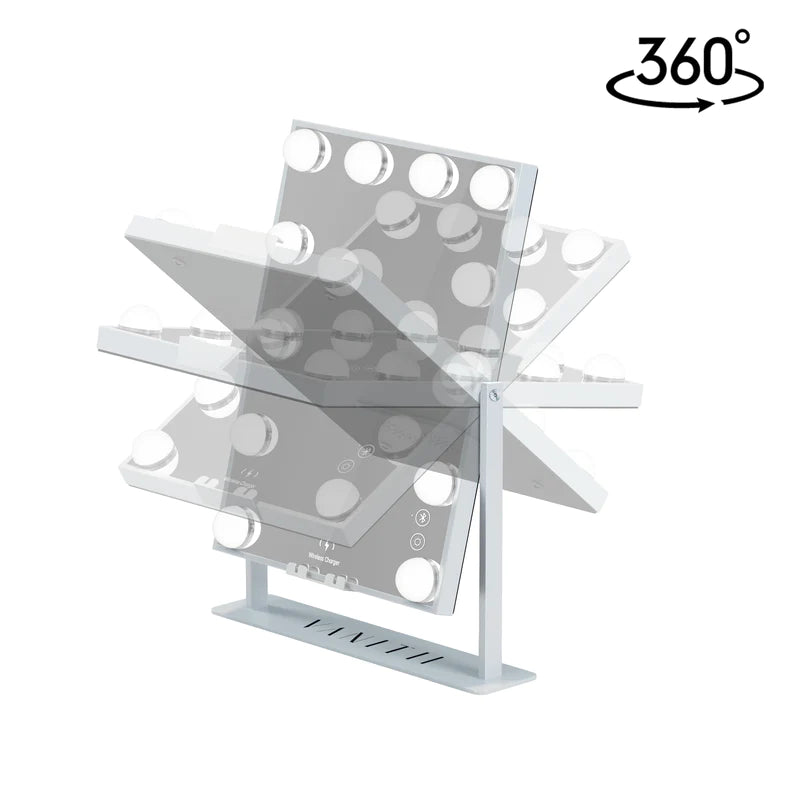 VANITII Hathaway Hollywood Slim Vanity Mirror with Wireless Charging - 12 Bulbs