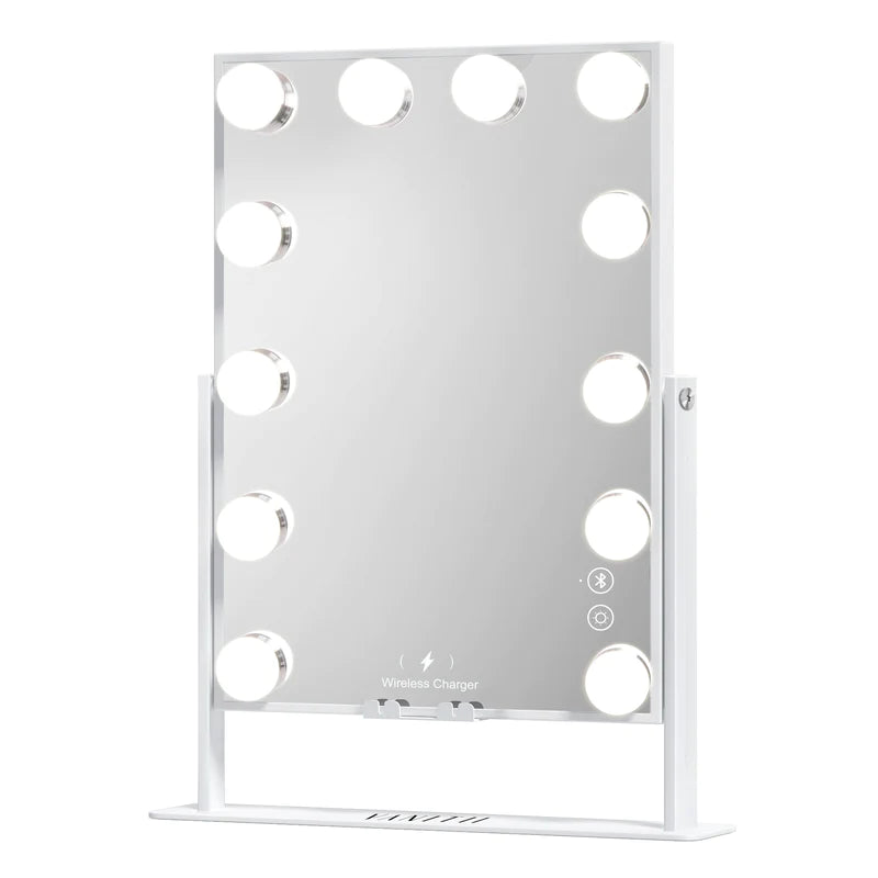 VANITII Hathaway Hollywood Slim Vanity Mirror with Wireless Charging - 12 Bulbs