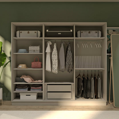 Grey Elegant 3 Doors Wardrobe