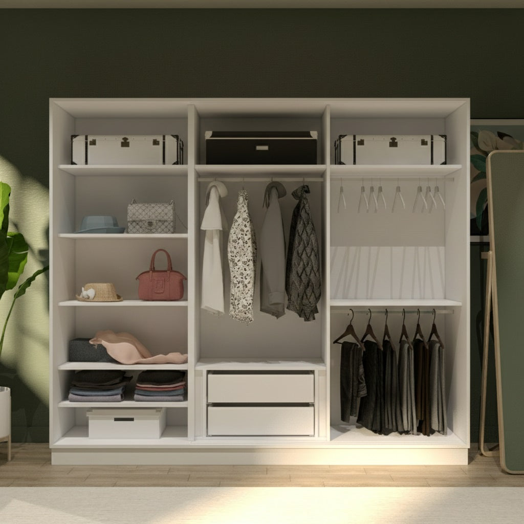 White Elegant 3 Doors Wardrobe