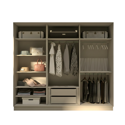 Grey Elegant 3 Doors Wardrobe