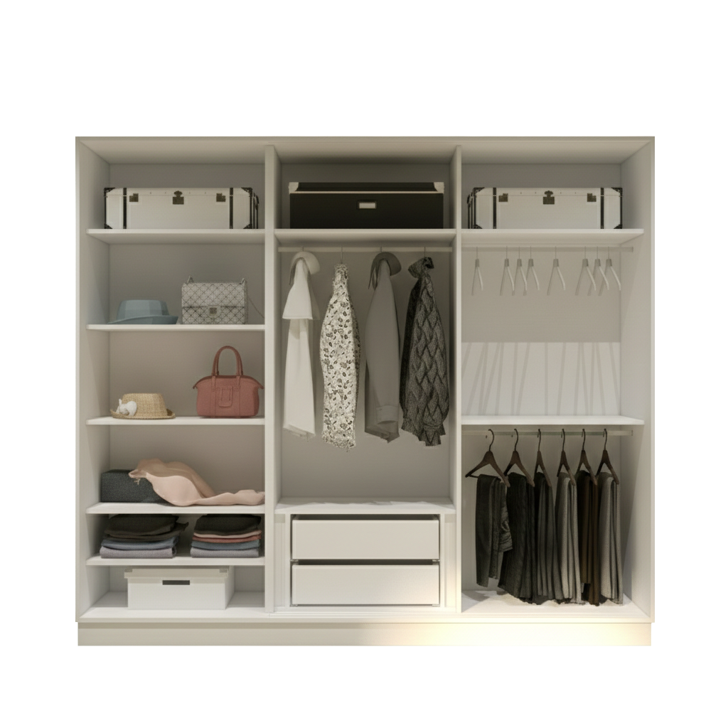 White Elegant 3 Doors Wardrobe
