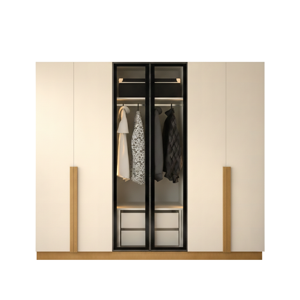 Cream Golden 6 Doors Wardrobe