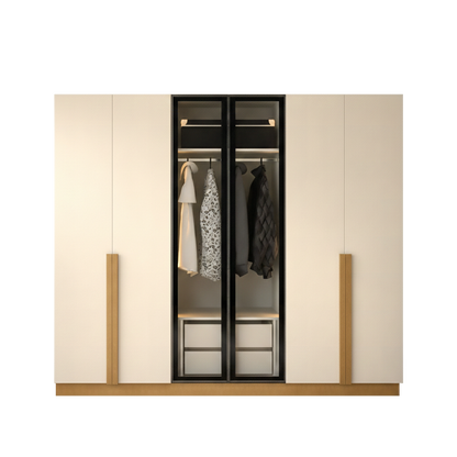 Cream Golden 6 Doors Wardrobe