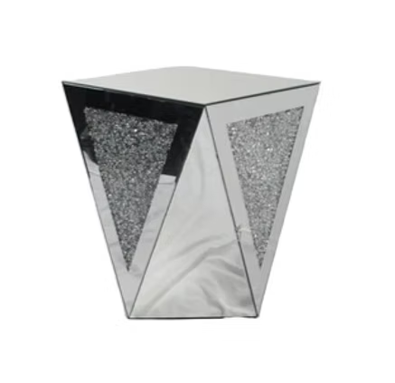 Mirrored Crush Diamond Pedestal Stand end table