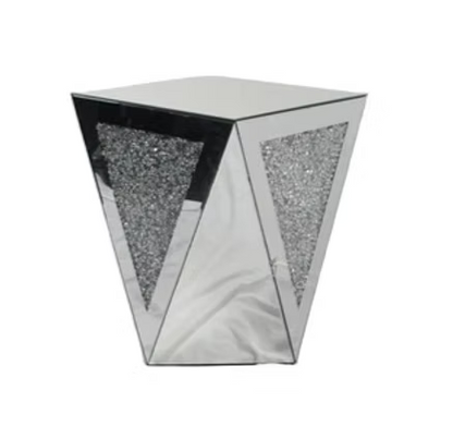 Mirrored Crush Diamond Pedestal Stand end table
