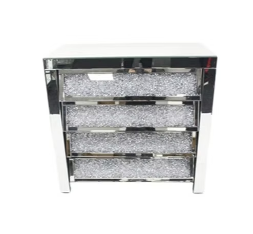 Roma Mirrored Chest of 4 Drawer Crushed Diamond