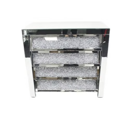 Roma Mirrored Chest of 4 Drawer Crushed Diamond