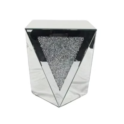 Mirrored Crush Diamond Pedestal Stand end table