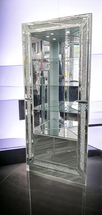 Corner Large Crush Diamond Display Cabinet