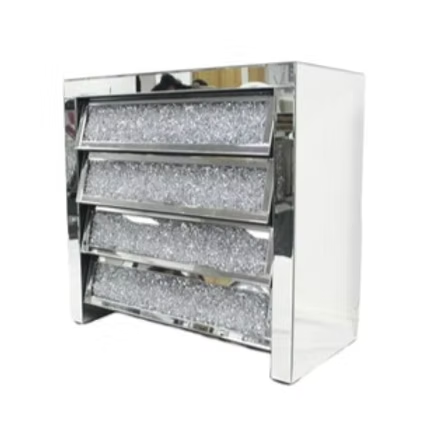 Roma Mirrored Chest of 4 Drawer Crushed Diamond
