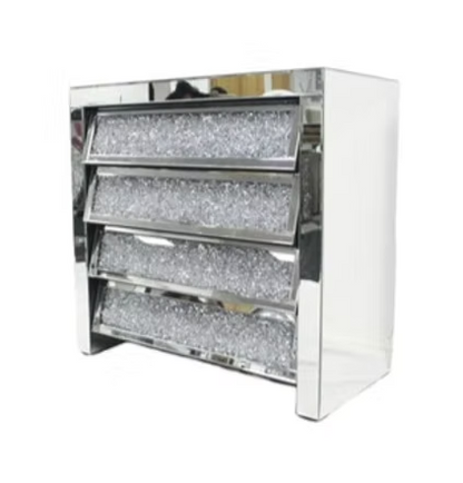 Roma Mirrored Chest of 4 Drawer Crushed Diamond