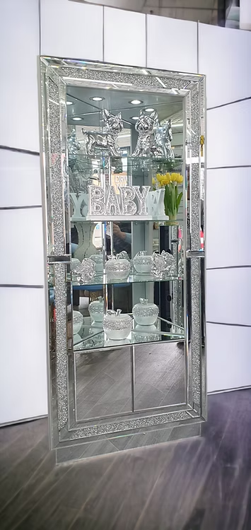 Corner Large Crush Diamond Display Cabinet