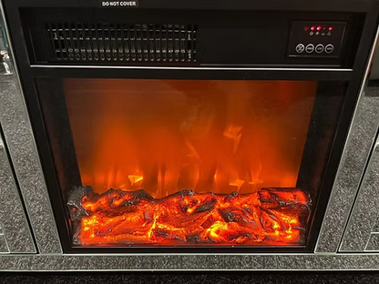 TV Unit Mirrored crush diamond With Fireplace Heater