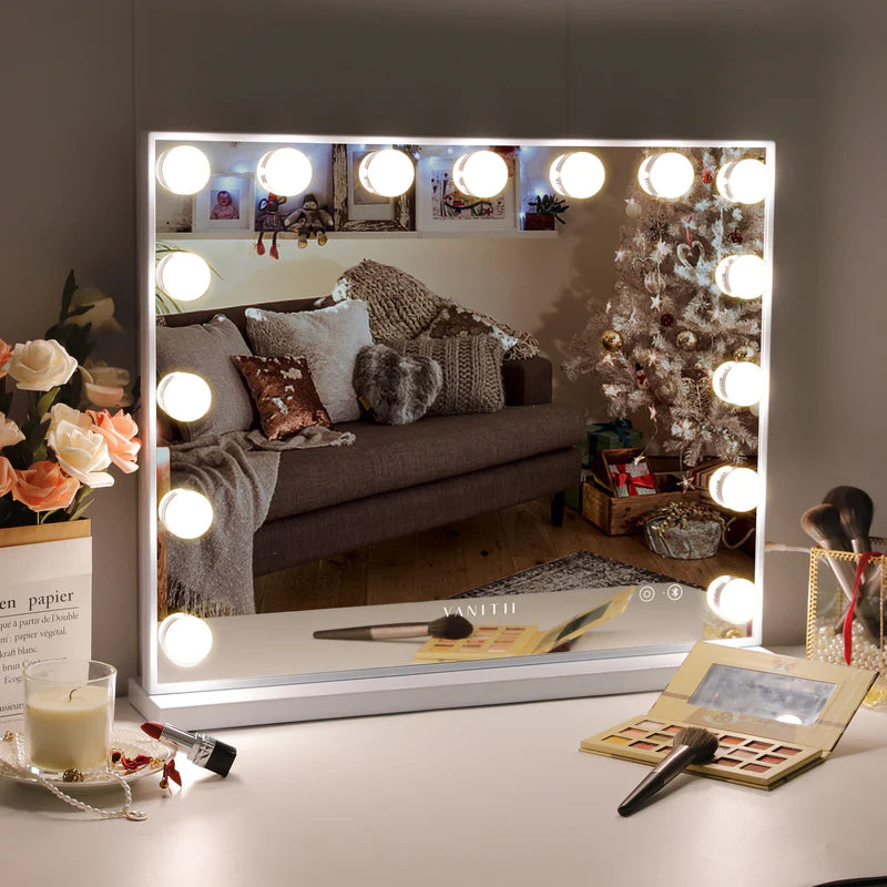 VANITII Mary Hollywood Vanity Mirror with Bluetooth XXL - 15 Dimmable LED Bulbs