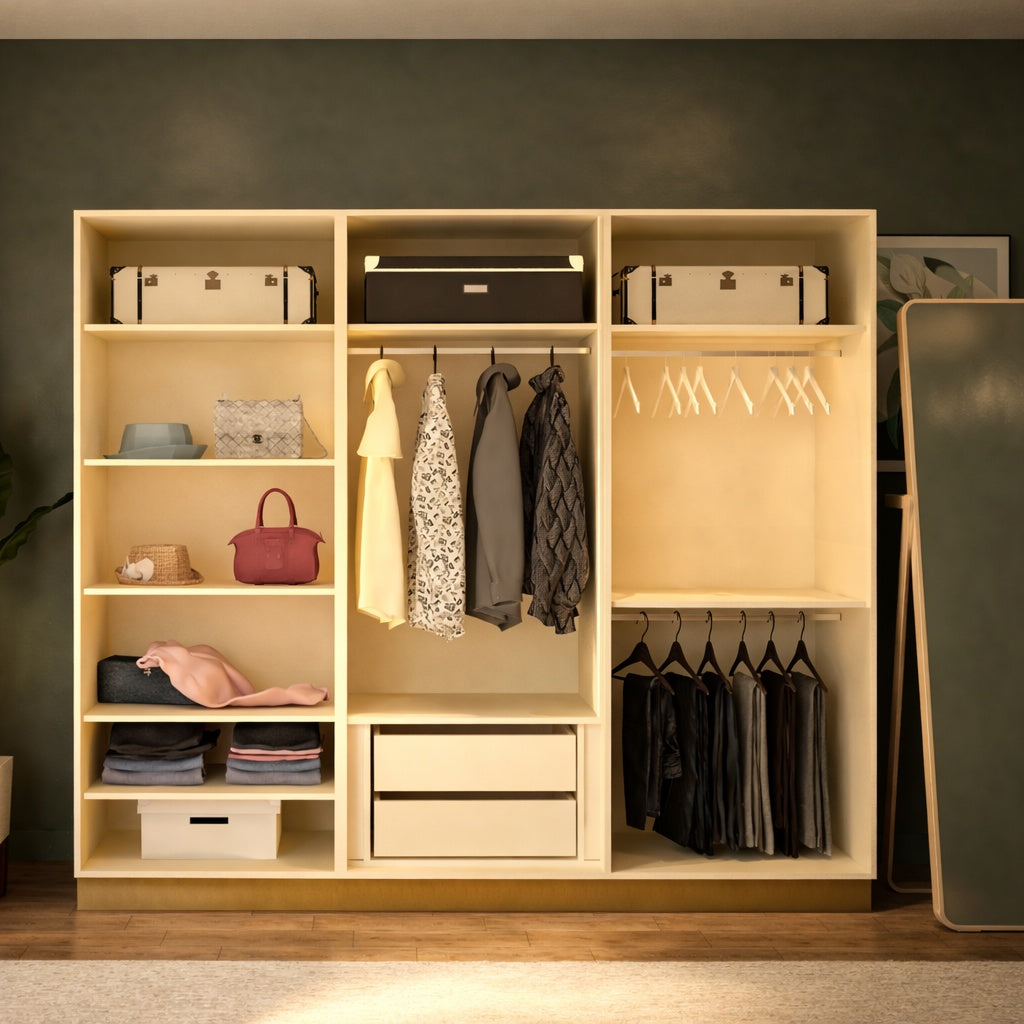Cream Golden 6 Doors Wardrobe