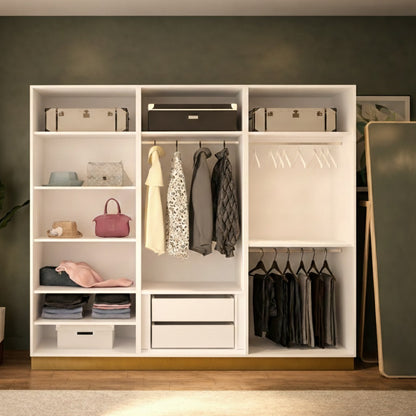 Golden 6 Door Wardrobe with 2 Glass Doors & LED Lighting – Luxury Storage 240cm
