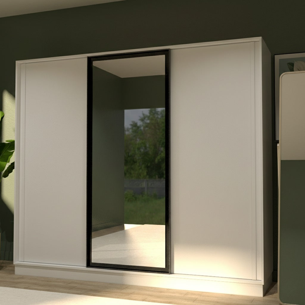 White Elegant 3 Doors Wardrobe