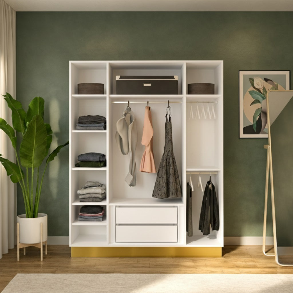 White Golden 4 Doors Wardrobe