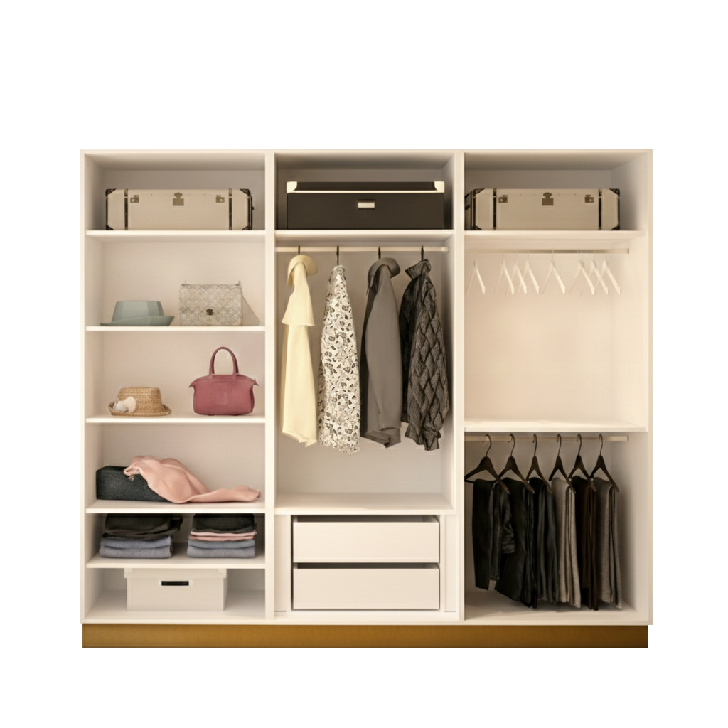 Golden 6 Door Wardrobe with 2 Glass Doors & LED Lighting – Luxury Storage 240cm