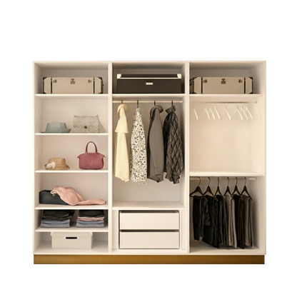 Golden 6 Door Wardrobe with 2 Glass Doors & LED Lighting – Luxury Storage 240cm