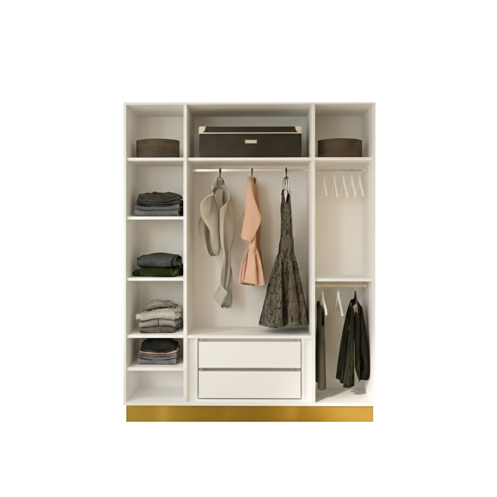 White Golden 4 Doors Wardrobe