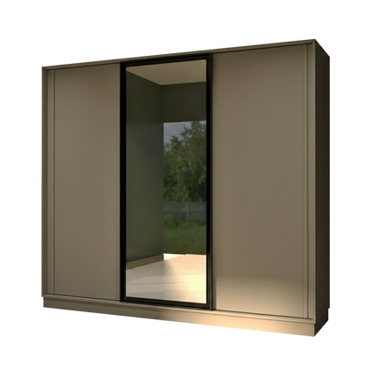 Grey Elegant 3 Doors Wardrobe