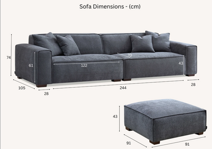 Dakota 4 Seater Sofa, 3 colour Choices