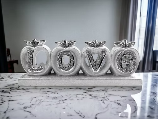 LOVE Apples silver with Bling diamond decoration ornament in gift box