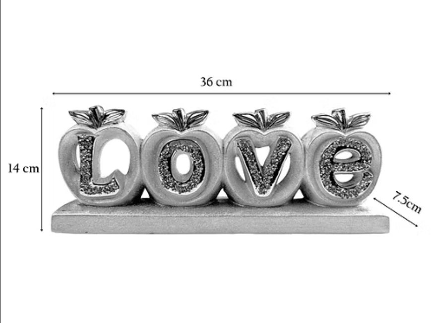 LOVE Apples silver with Bling diamond decoration ornament in gift box