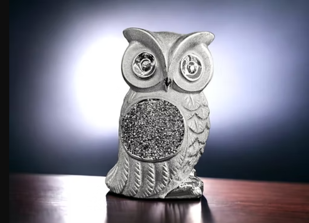 Standing Owl silver with Bling diamond decoration ornament