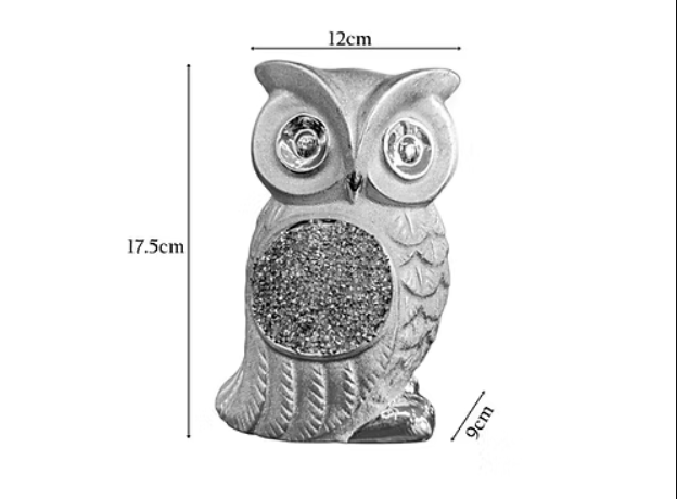 Standing Owl silver with Bling diamond decoration ornament