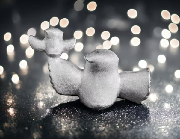 Flying Owls silver with Bling diamond decoration ornament