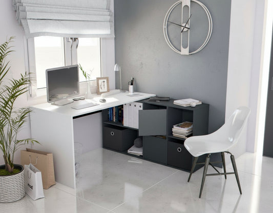 Mulberry White and Grey Reversible Corner/Straight Desk