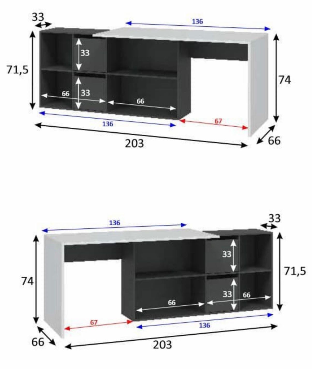 Mulberry White and Grey Reversible Corner/Straight Desk