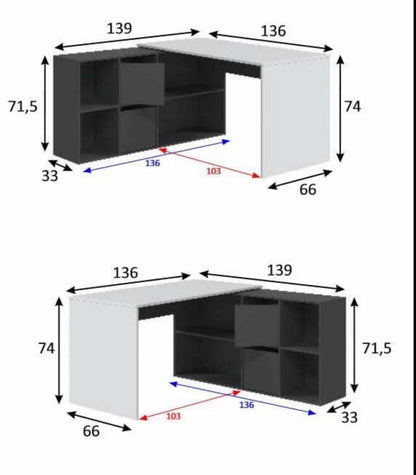 Mulberry White and Grey Reversible Corner/Straight Desk