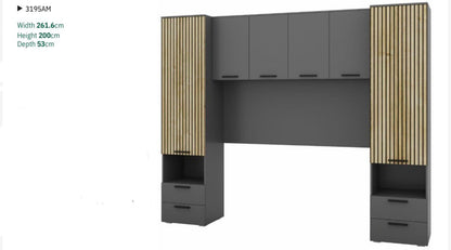 Slat Effect Oak & Grey Overbed Unit