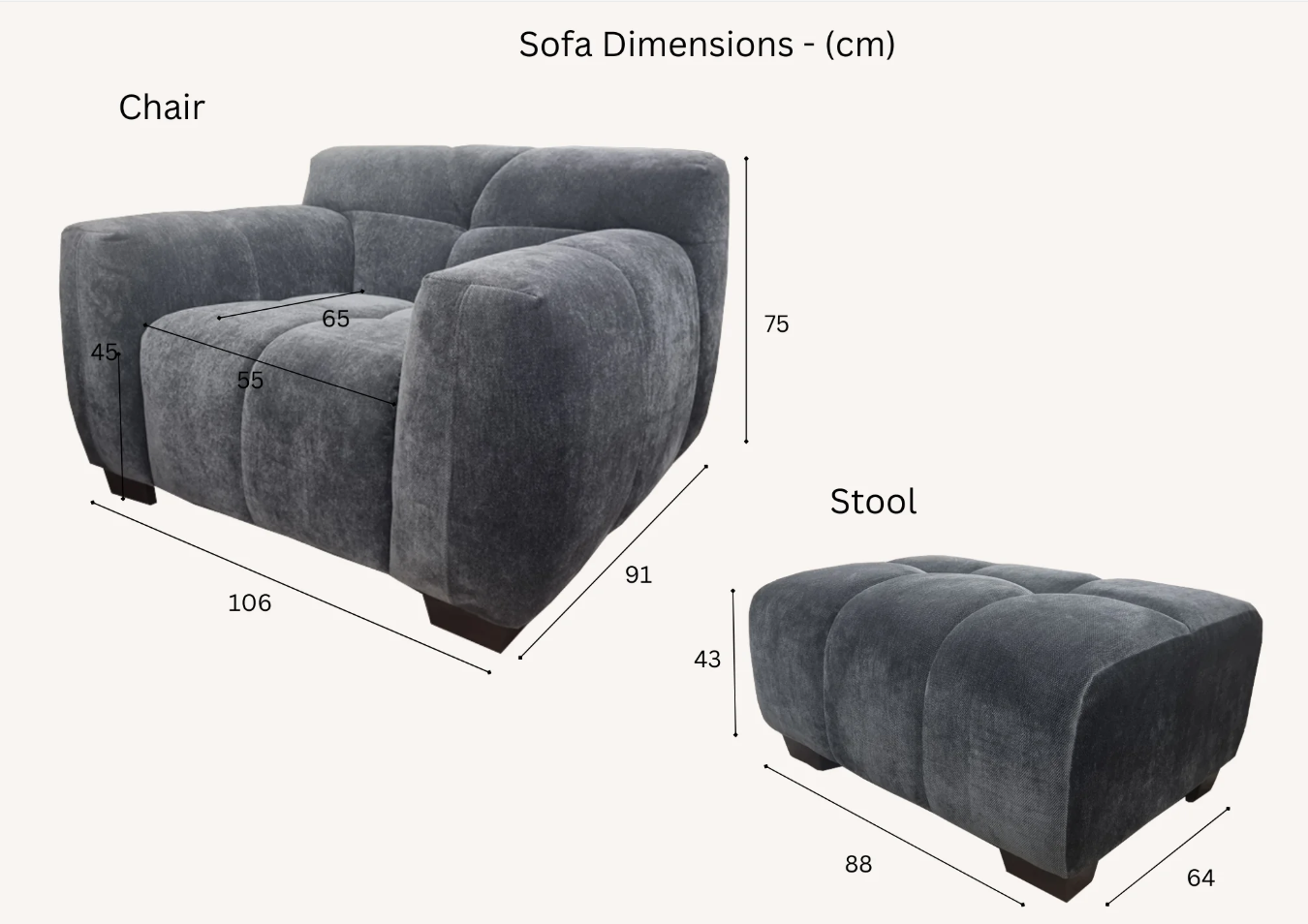 Harlem sofa range in steel velvet